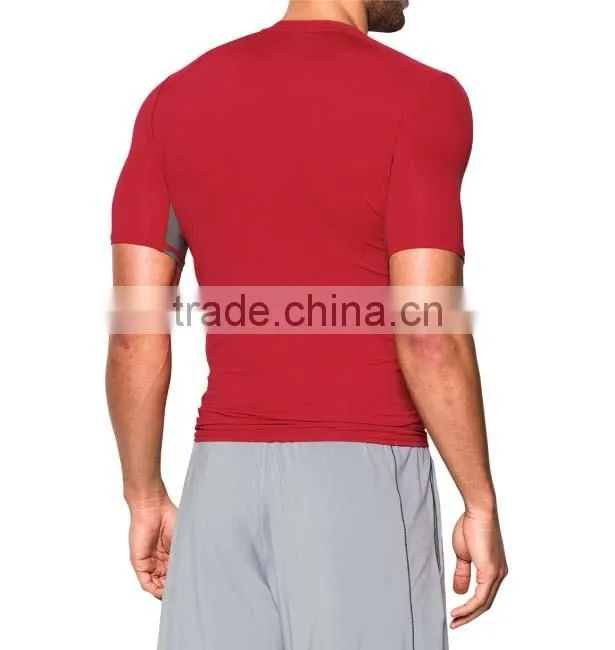 New Style Wholesale Custom Gym Fitness Sports Clothing Plain Red Men T Shirt