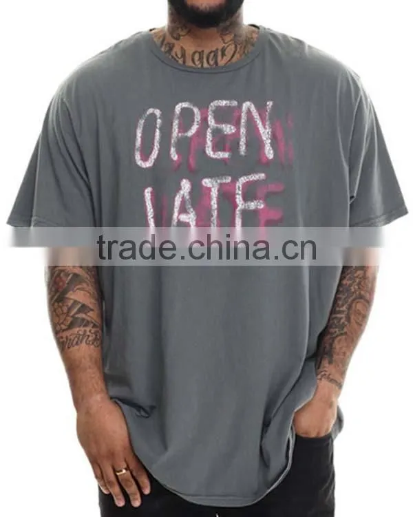 European Style 100% Cotton Mens Gray Oversized T Shirt OEM