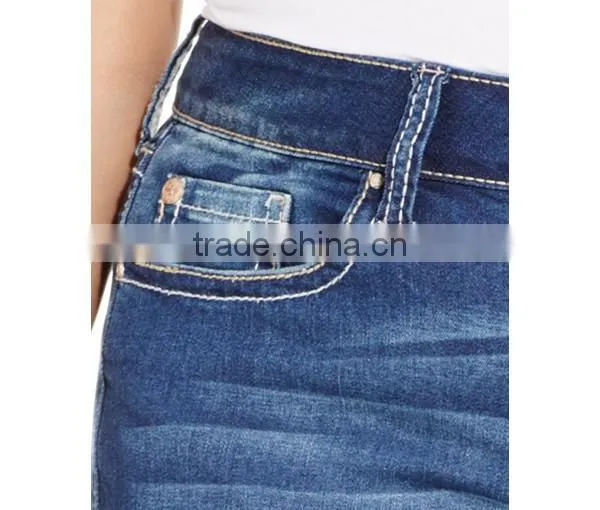 Hydraulic Plus Size Distressed Cuffed Denim Bermuda Shorts, Sammie Wash