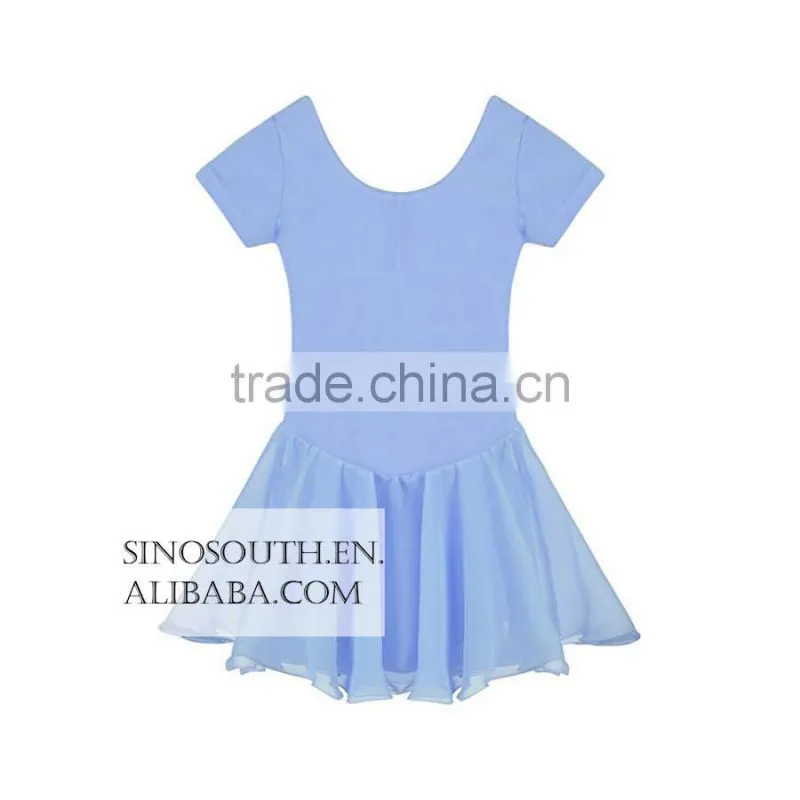 2017 New arrival Solid Color Short Sleeve girls leotard dance leotards Dress