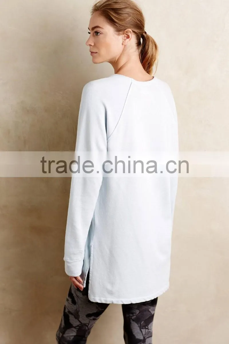 Wholesale Routine Sweatshirt Ladies Plain Pullover Sweatshirt Without Hood
