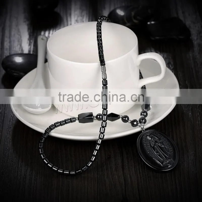 Hematite Necklace with Natural Black Obsidian necklace india new products beautiful girl necklace
