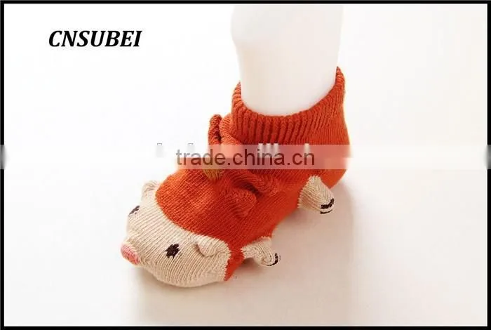 3D animal cartoon design non-slip new born baby fashion soft socks for infant
