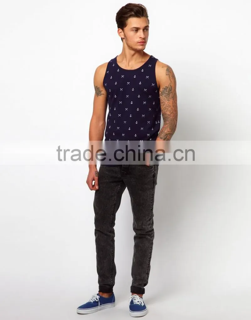 anchor print pattern throughout vests