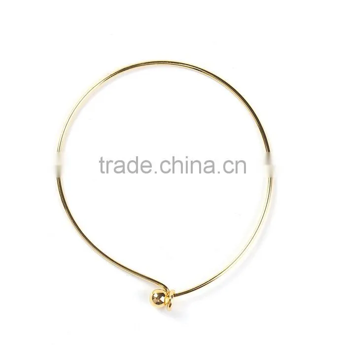 Copper Expandable Bangles Bracelets Round Single Bar Gold Plated