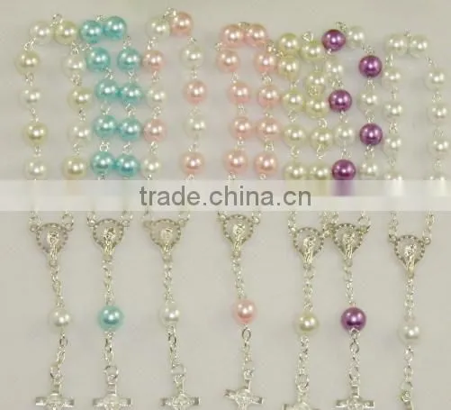 high quality assorted colors beaded rosary necklace