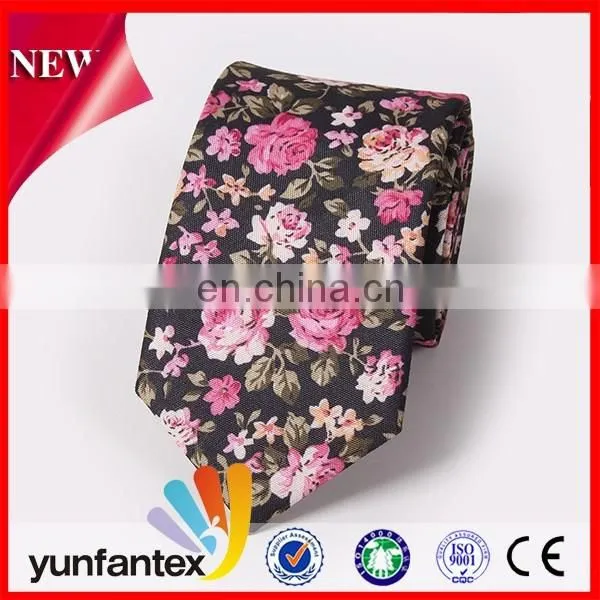 2016 cheap flower pattern design 100 cotton necktie