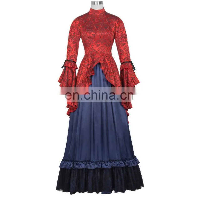 Belle Poque Retro Vintage Steampunk Victorian Edwardian Downton Abbey Long Maxi Dress BP000365-1