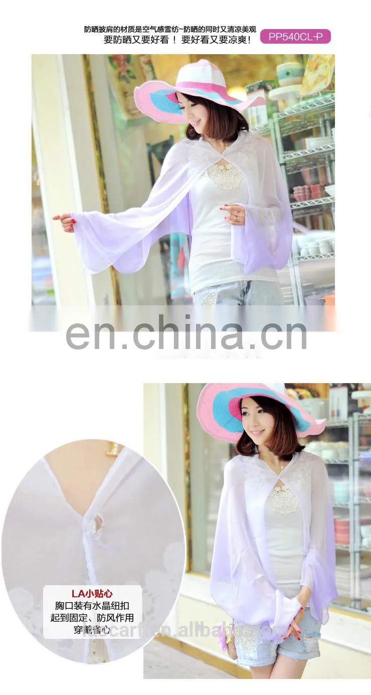 2015 summer Uv protection hand-painted raglan sleeves shawl(PP540CL-P)