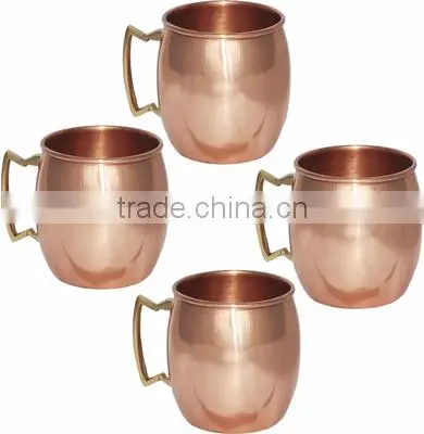 Hammered Copper Lemon Water Cup With Brass Handle, Copper Moscow Mule Mug