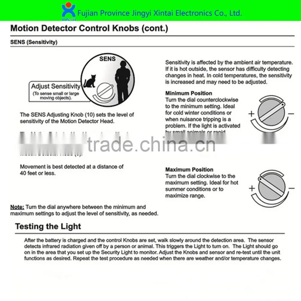 Solar panel supply power led flood light with PIR Motion Sensor