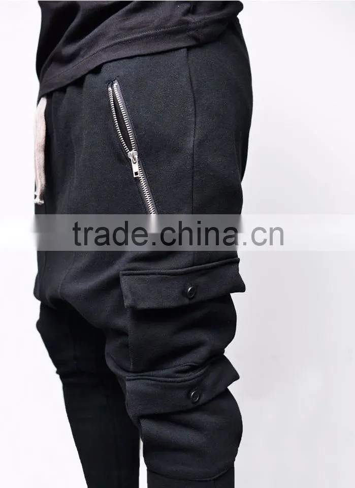 DOUBLE POCKET SLIM DROP BAGGY SWEATPANTS Black Standard Sports