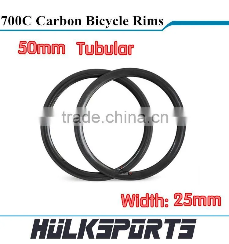 Chinese cheap 700C 25mm wide Carbon Tubular Wheels of 50mm carbon road bike tubular wheel