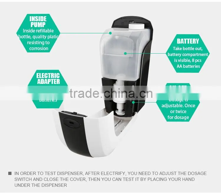 wall 1Lt automatic soap dispenser hands free 100~240v electric infrared sensor lotion dispenser for hotel
