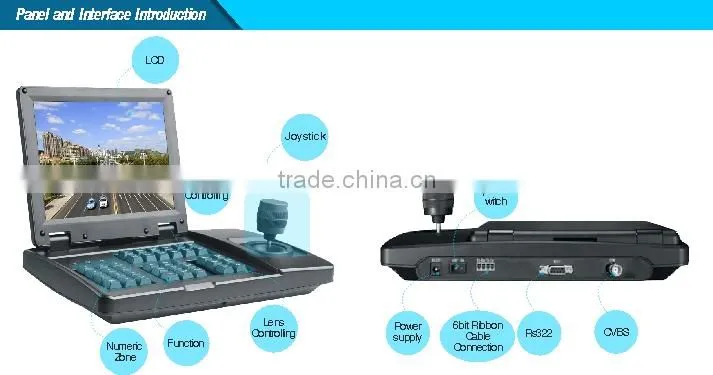 8 inch LCD 3D IP PTZ Keyboard Controller Work with RS485 Speed Dome Controller