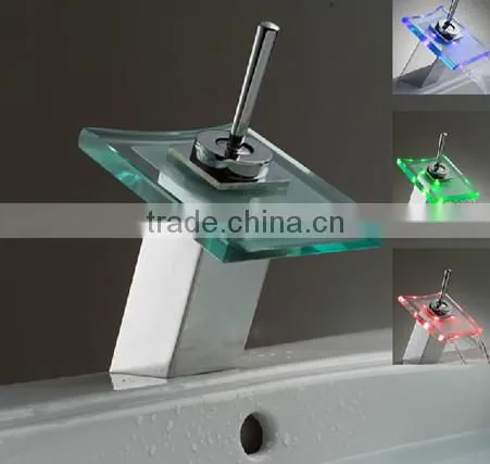 Brass Chrome Waterfall Led Light Basin Mixer Tap