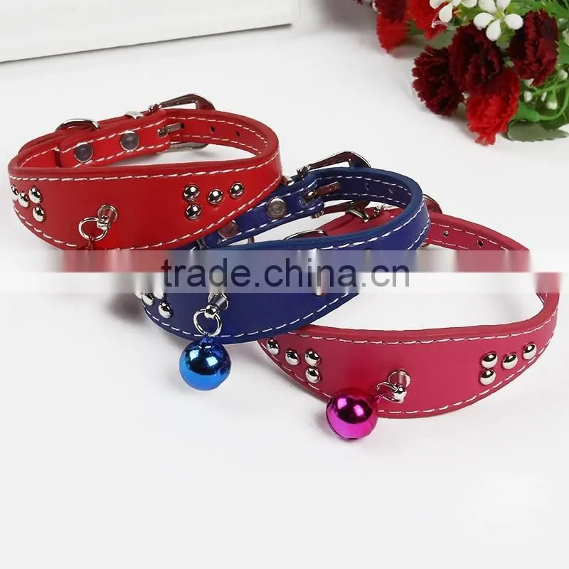 Teddy necklace watch-collar Pet dog cat collar PU material with a Bell collar
