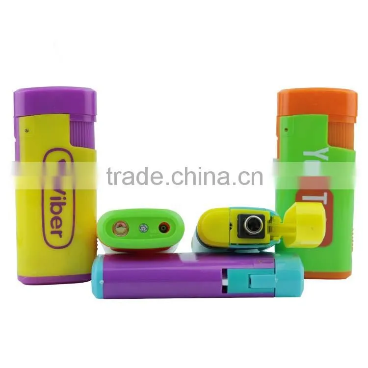 Custom printing electronic windproof cigarette lighter with LED torch