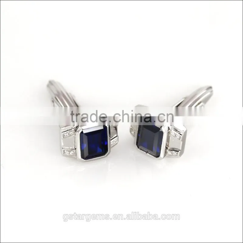 925 sterling silver blue stone synthetic sapphire Jewelry button