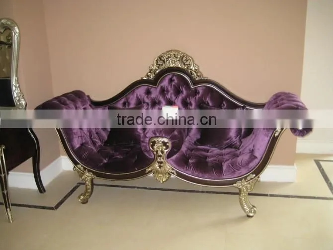 Factory Work Well hot sale classic style fabric 2 seater sofa chair with crown carving XYN2823