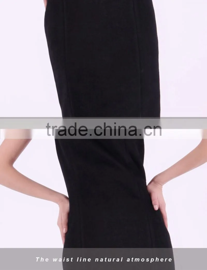 2016 New Design Spring Women Slim Fit Wool Skirt With Mink Collar
