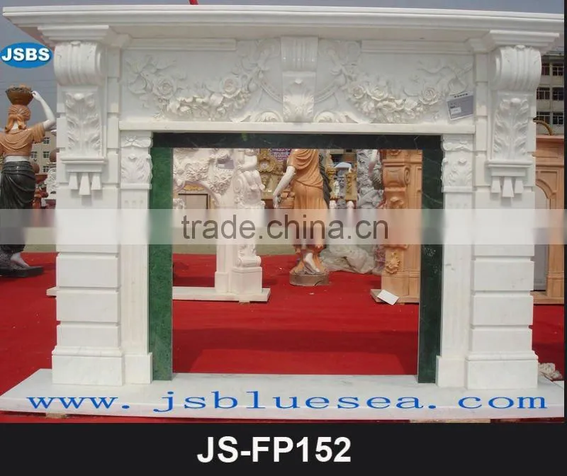 Hand carved stone fireplace surround