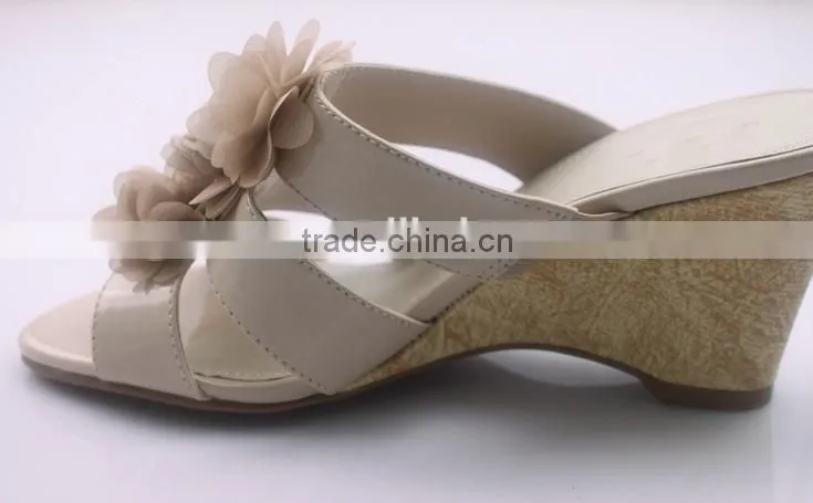 fashion flowers summer shoes wedge heel slippers 2014