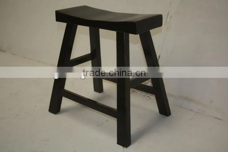 Chinese antique black wooden square stool