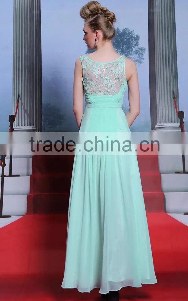 vestidos de fiesta 2016 custom made chiffon beaded free long green prom dress