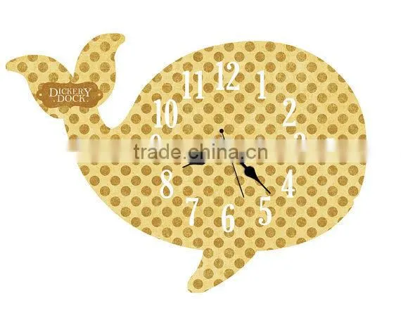 2015 Newest whale style wooden wall clock