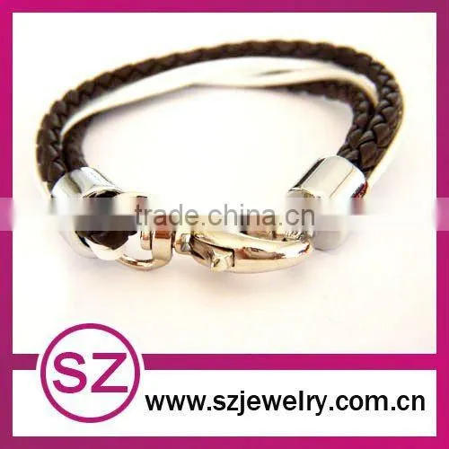 PUB0049 braided green leather vintage bracelet clasp