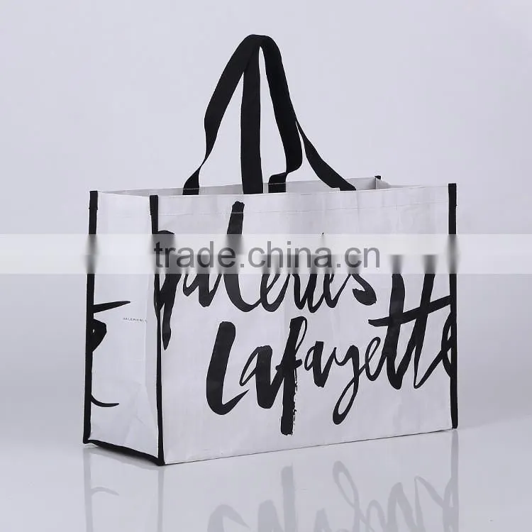 PP woven fabric with MAT lamination, shopping bag ,webbing PP handle ,with CMYK printing