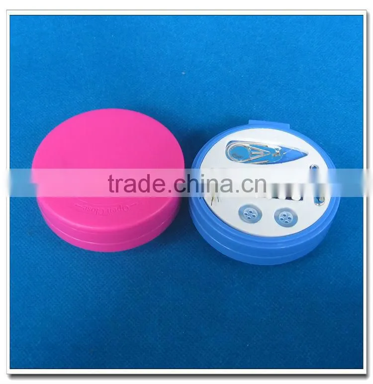 Plastic hair brush with sewing kits and mirror