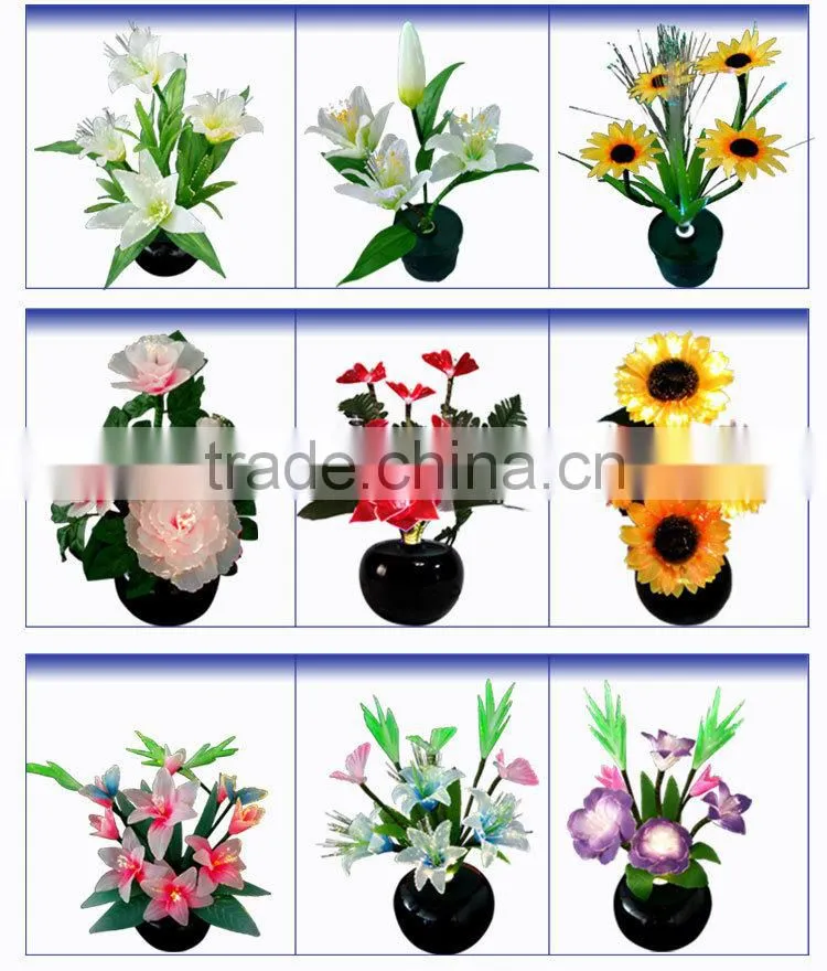 Party supplies color changing optical fiber christmas flower with led