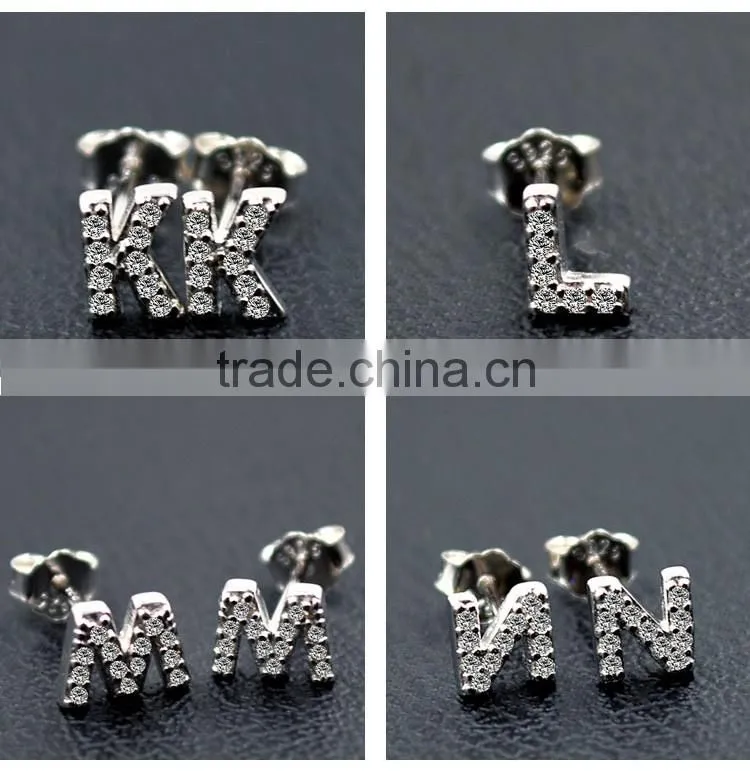Infinite Factory Direct Sale 925 Sterling Silver earrings Letter shape A-Z silver earrings