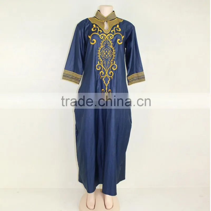 NEW African Women blue dashiki traditional dress 2 pocket