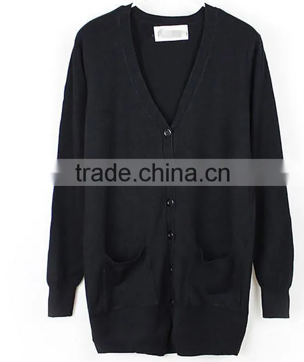 New Womens Cardigan V Neck Loose Long Sleeve knit sweater coat long