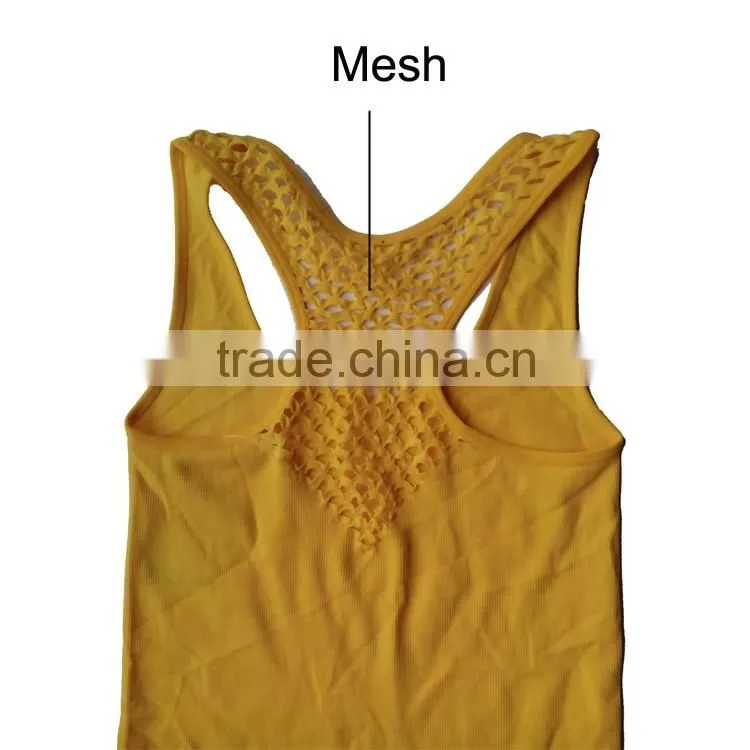 YiWu Manufacturer Design Hot Sale Women Tank Top with Mesh