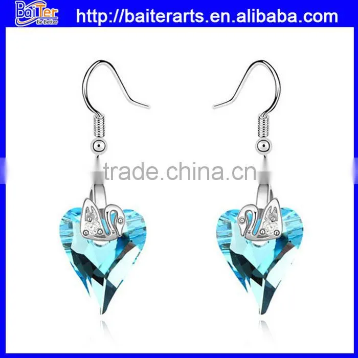 Fashion created gemstone 925 sterling silver blue fire opal stud earring