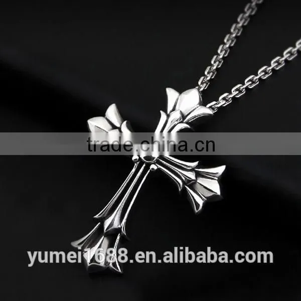 925 sterling silver cross pendant, pure couple silver pendant necklace