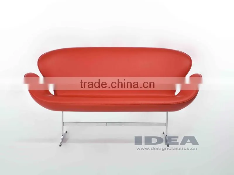 Replica Arne Jocabsen Swan Chair Loveseat - Red Genuine Leather