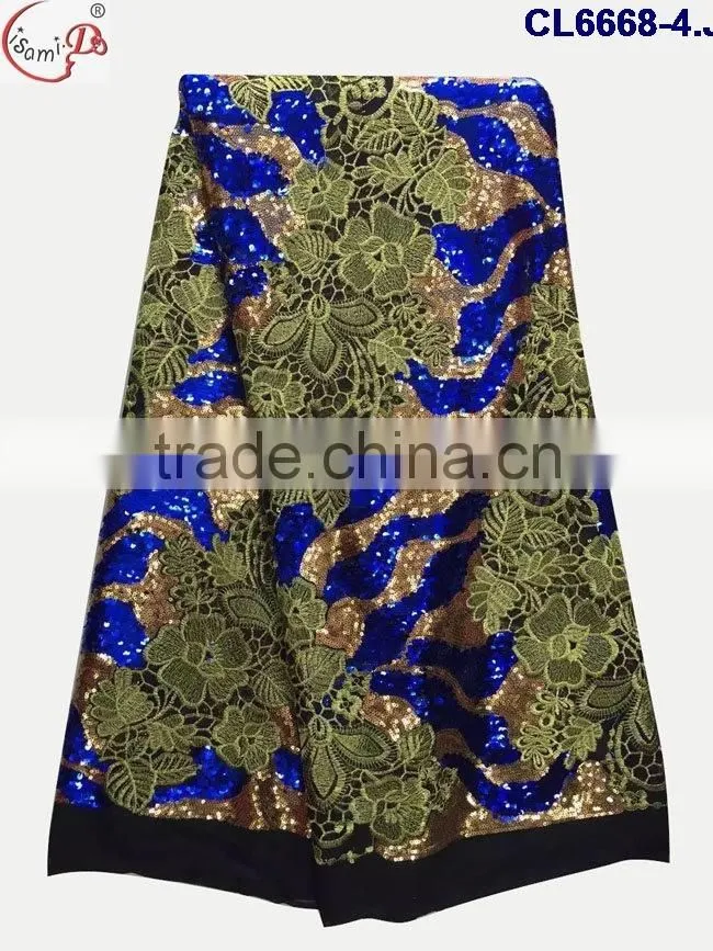 CL6668 New design good price sequins lace fabric, french lace for 5 yards