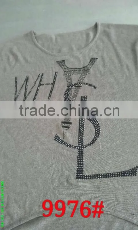Printing WHYSL letter and hot drilling technology of girl sweater 9976#