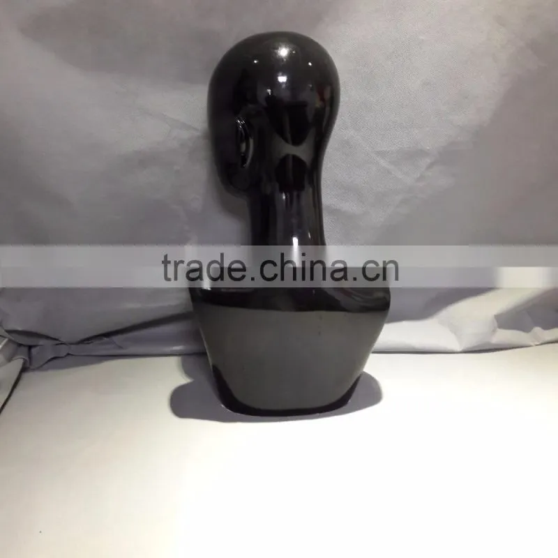 Fiberglass display head black head with shoulder hang scarves and shawls to display