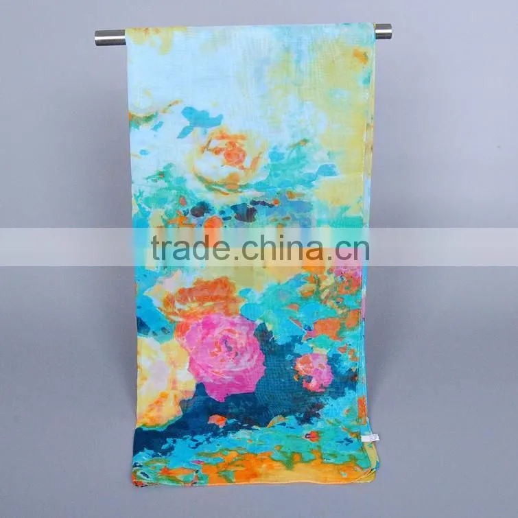 Scarf China Wholesale women fashion flowers Pattern scaves Chiffon silk 160*50 scarves pashmina shawls
