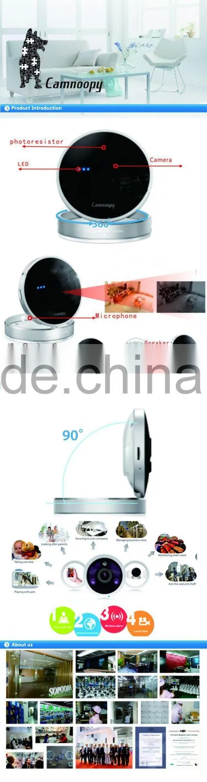 Camnoopy 720p mini cube smart home indoor wireless p2p cctv baby monitor ip camera