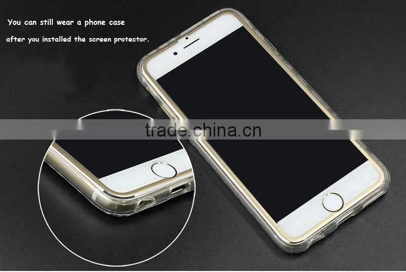 Popular titanium alloy small frame tempered glass screen protector for Iphone
