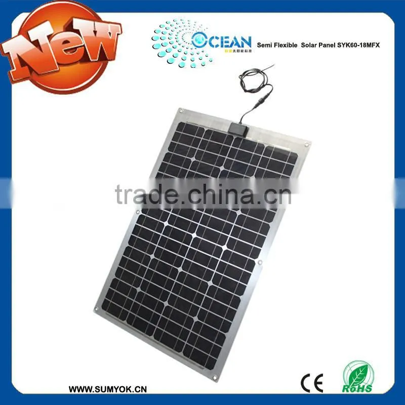 60w 12v semi-flexible solar panel can be fixed on your boat, caravans