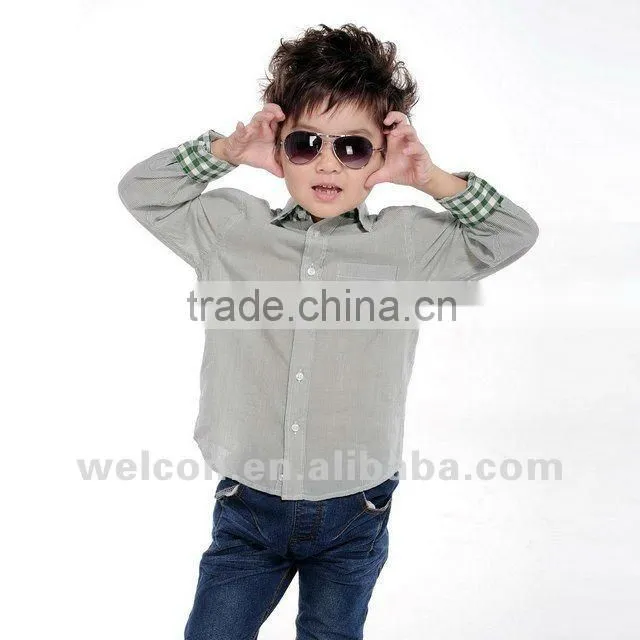 new fashion design brand long sleeve boys shirt 100% cotton boys clothes