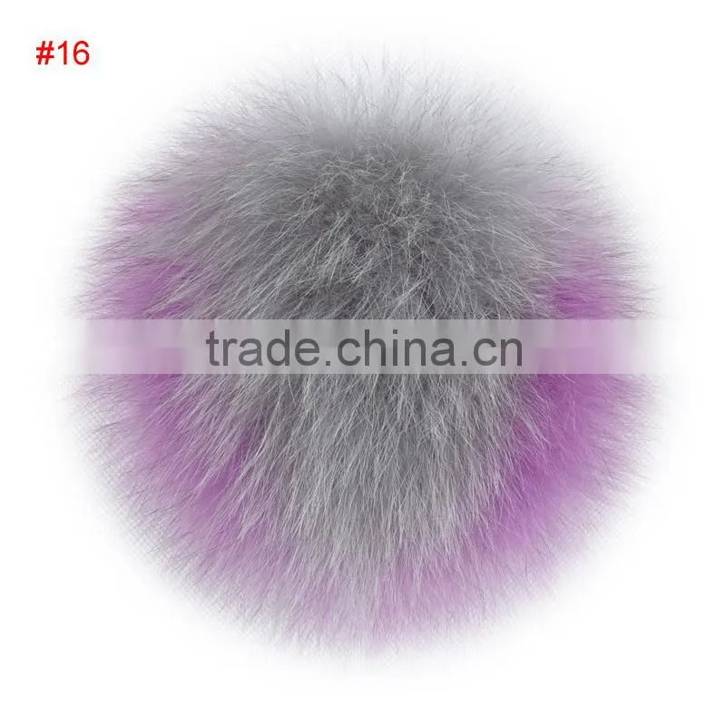 High quality Fashion colorful fox fur pompoms for knitted winter hat/bag/garment KZ151003